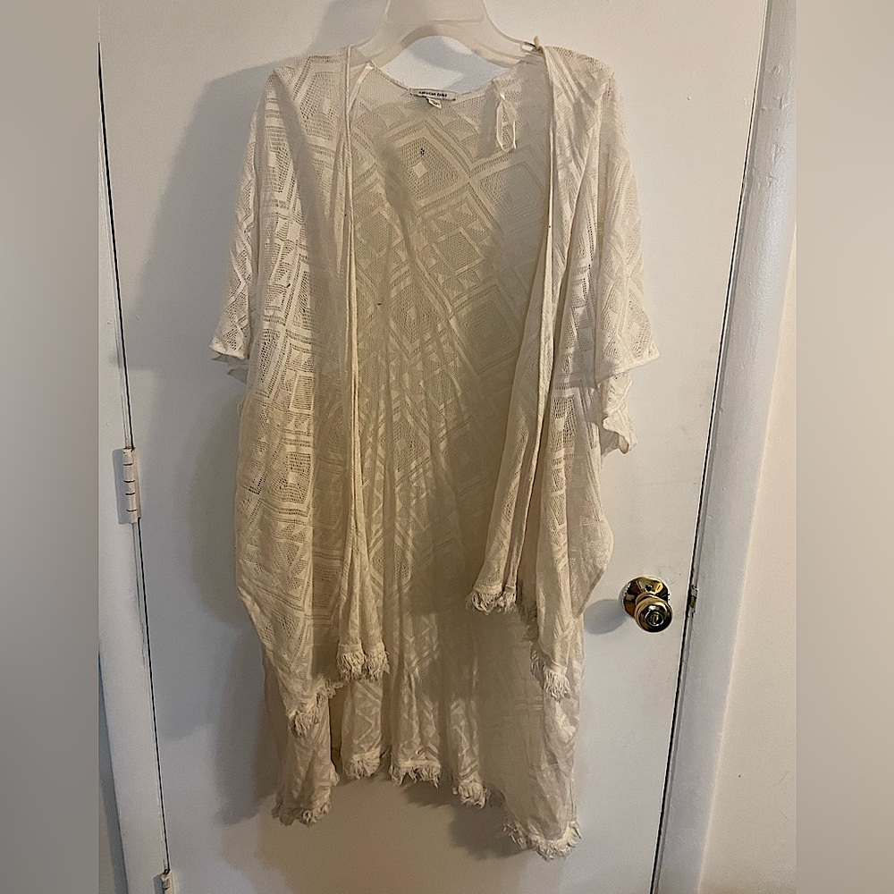American Eagle White Crochet Kimono